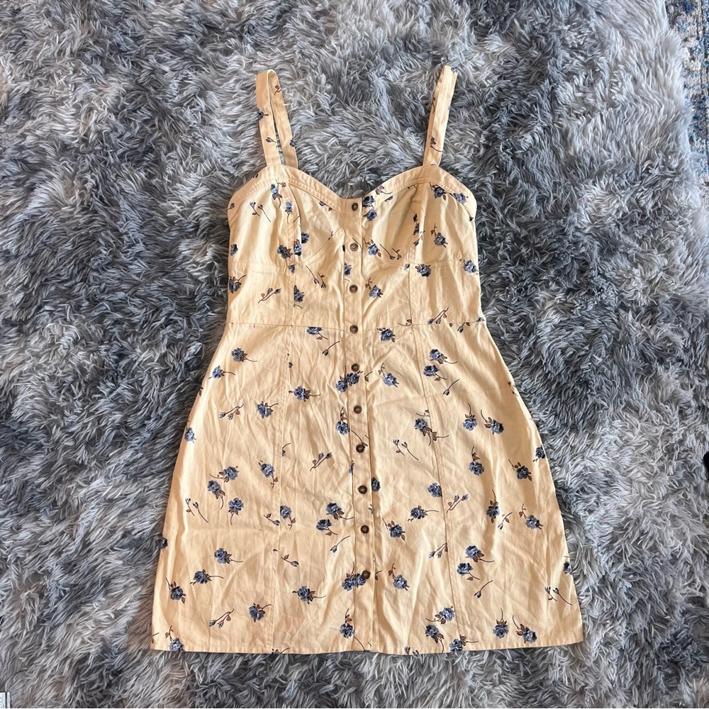 ASOS Cream Cottagecore Floral Print Sweetheart Mini Dress with Buttons - US‎ 8